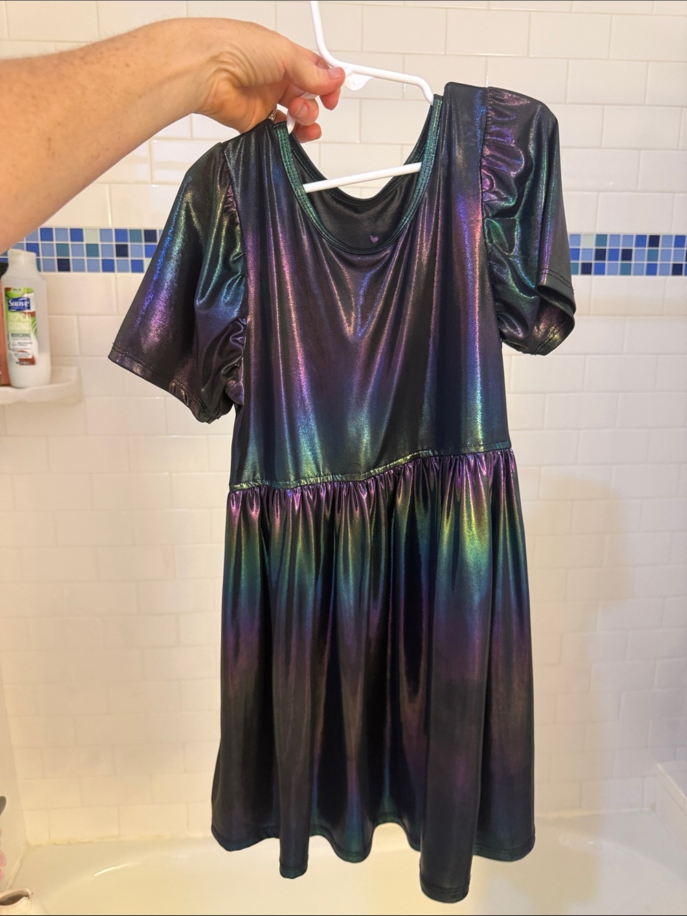 Pink Chicken Iridescent Black Dress with Purple & Green Sheen - Halloween witch?